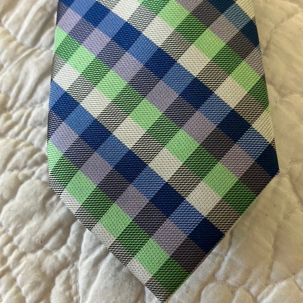 Blue and Green Checkered Boys Tie